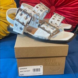 Steve Madden Sandria White Patent Sandals